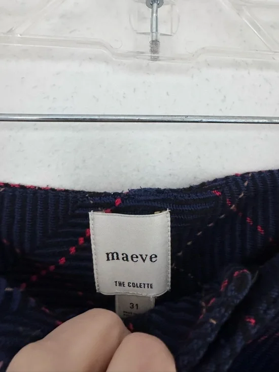 Anthropologie Maeve The Colette Merrick Knit Crop Pants Blue Red size 31 - Picture 7 of 11